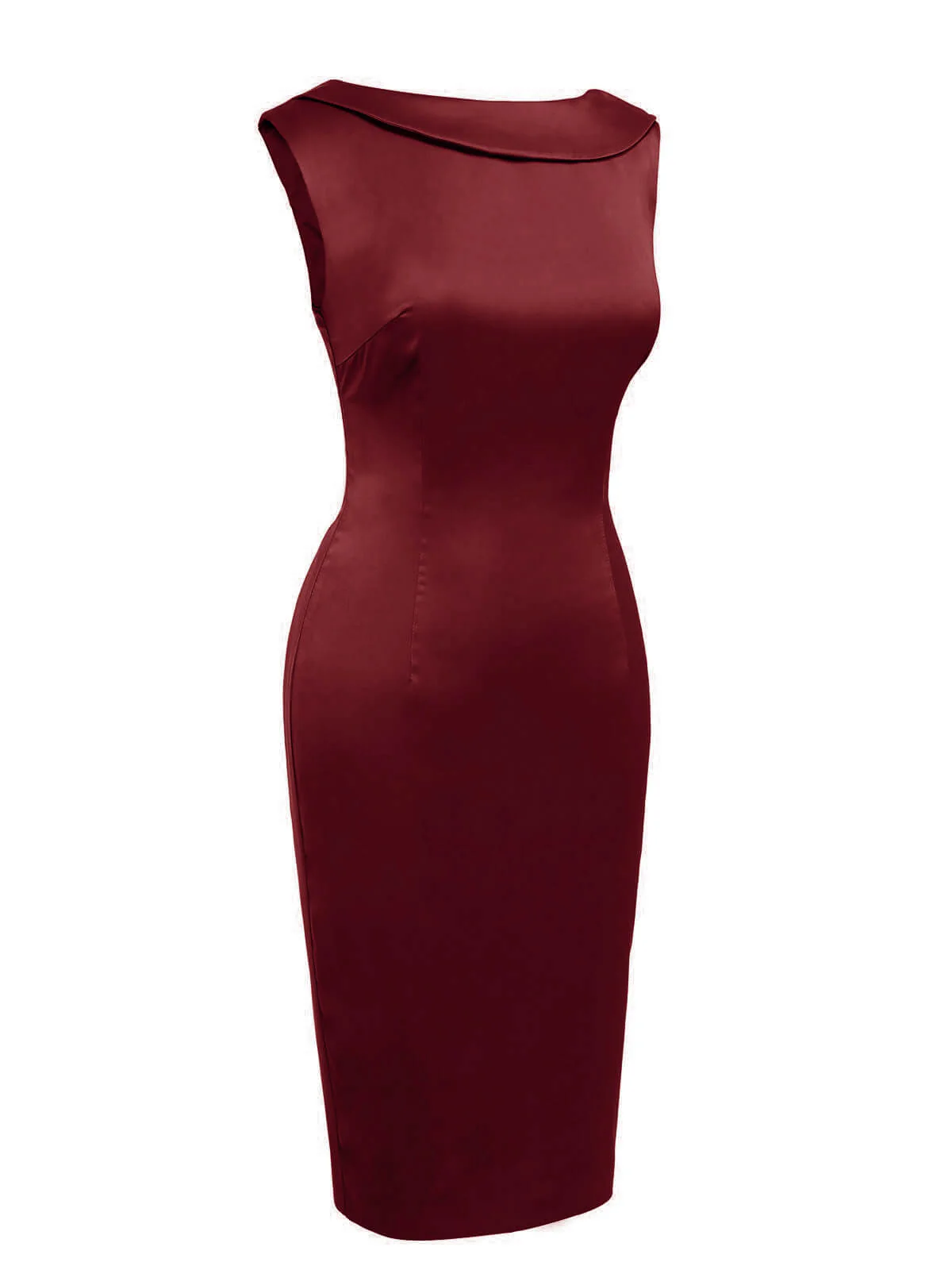 Wine Red 1960s Back Bowknot Pencil Dress - Image 4