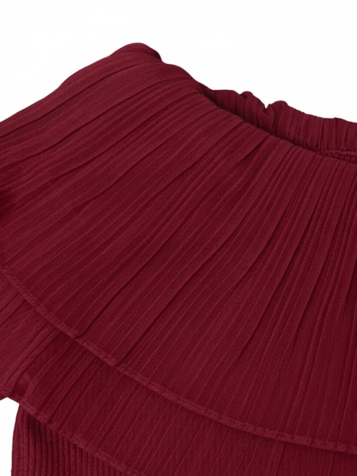Wine Red 1960s Off-Shoulder Flare-Sleeve Knitted Top - Image 4
