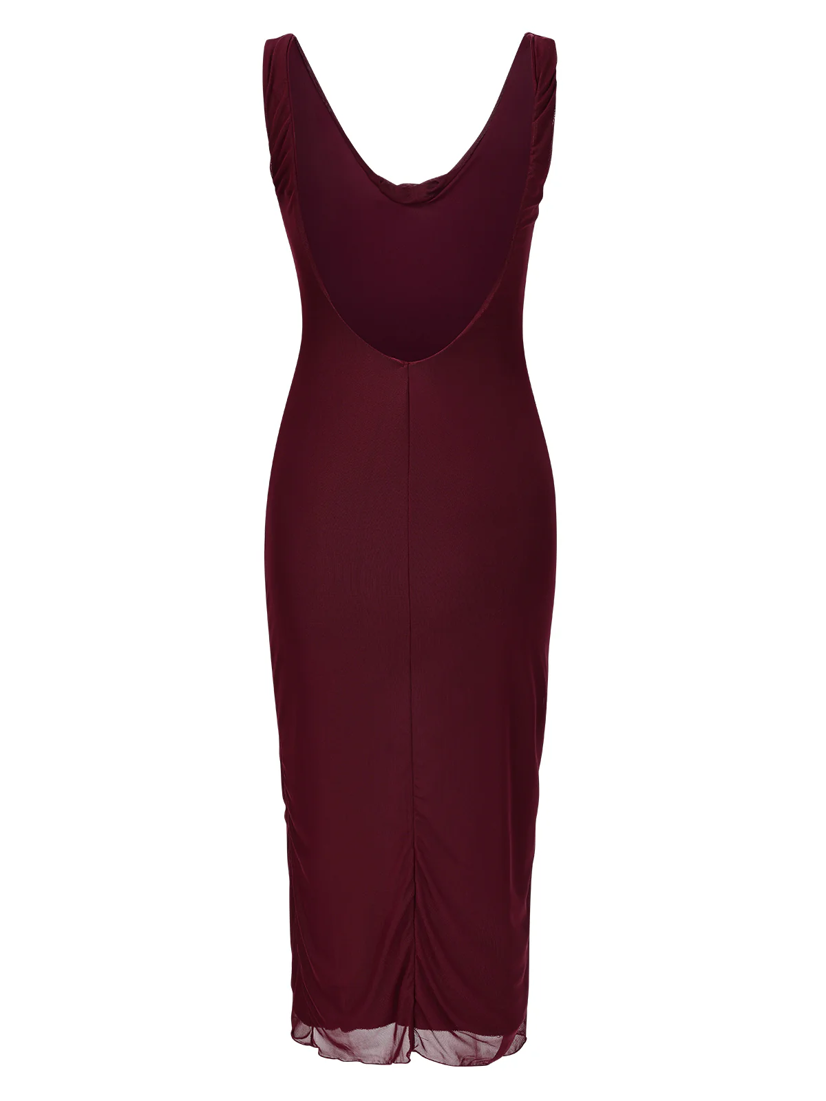 Wine Red 1960s Scarf Slit Backless Dress - Image 4