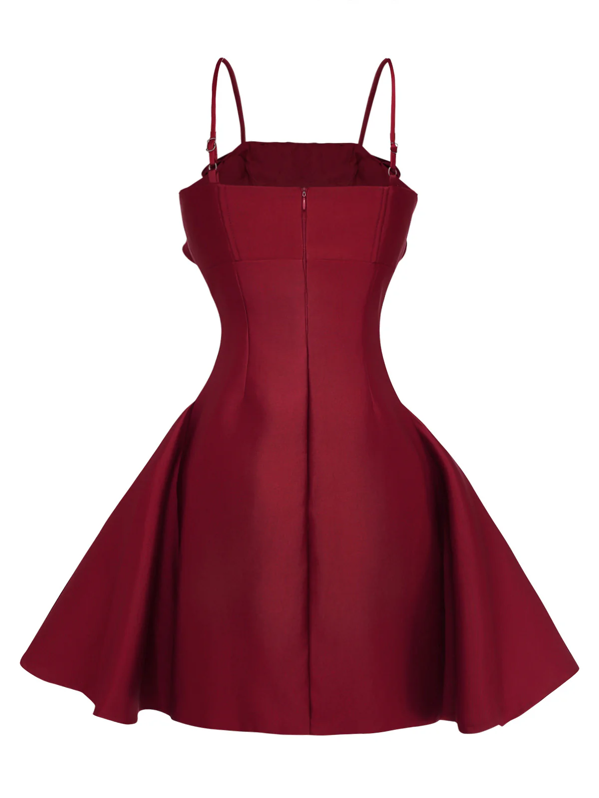 Wine Red 1960s Solid 3D Floral Short Dress - Image 3