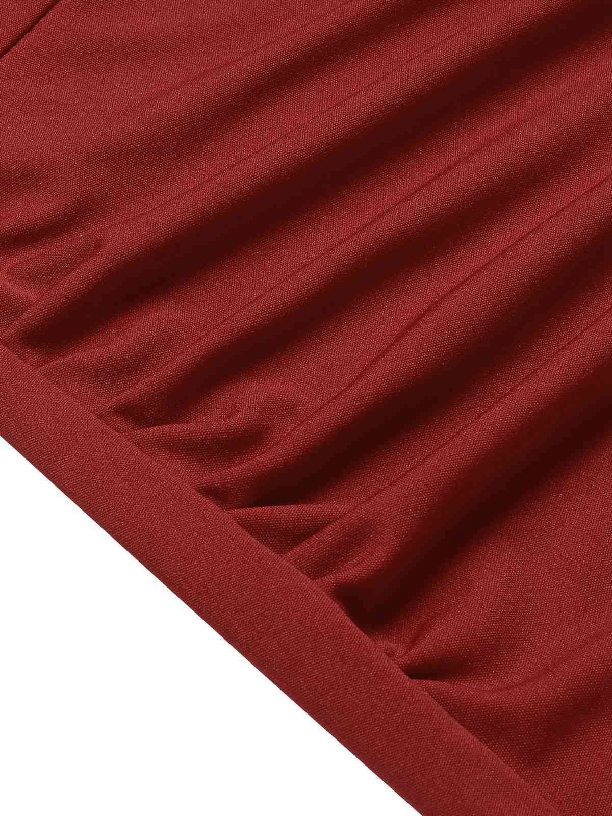 Wine Red 1960s Solid Ruffle Trim Dress - Image 4