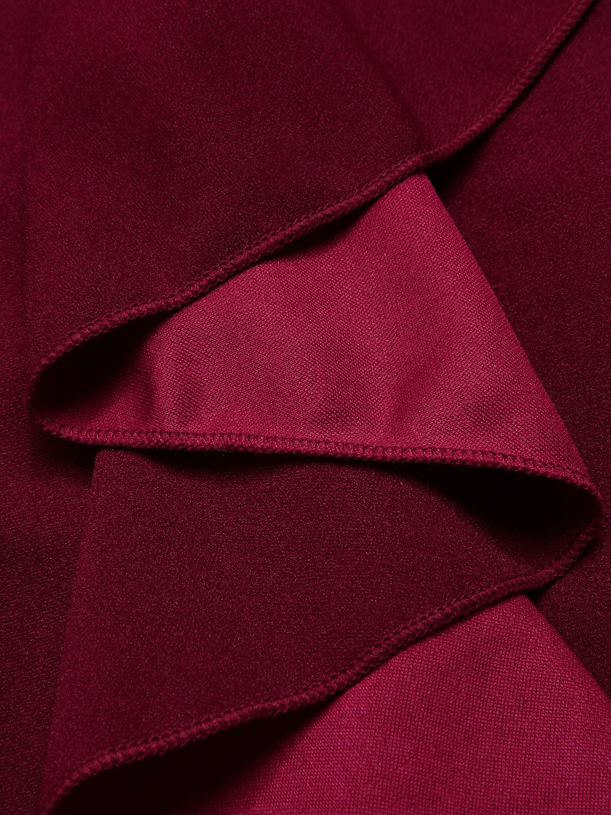Wine Red 1960s Solid Ruffle Trim Pencil Dress - Image 4