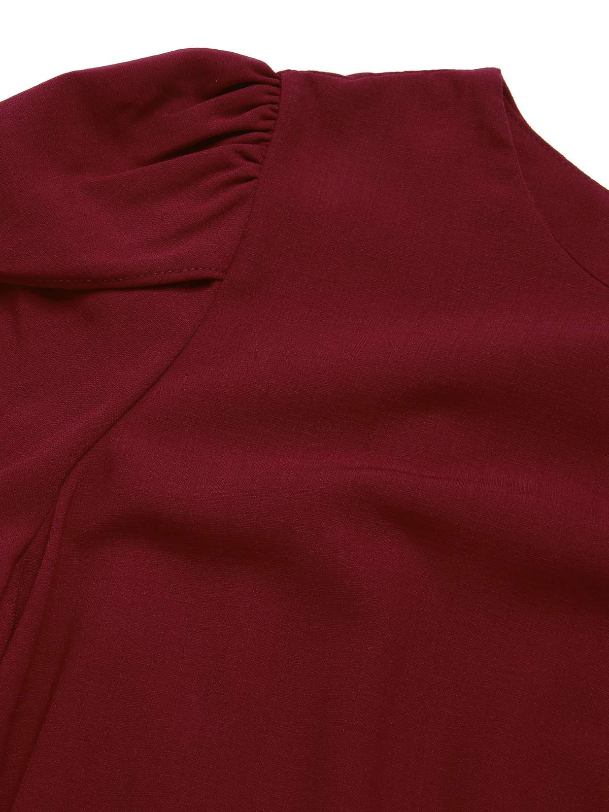Wine Red 1960s Solid Side Slit Dress - Image 5