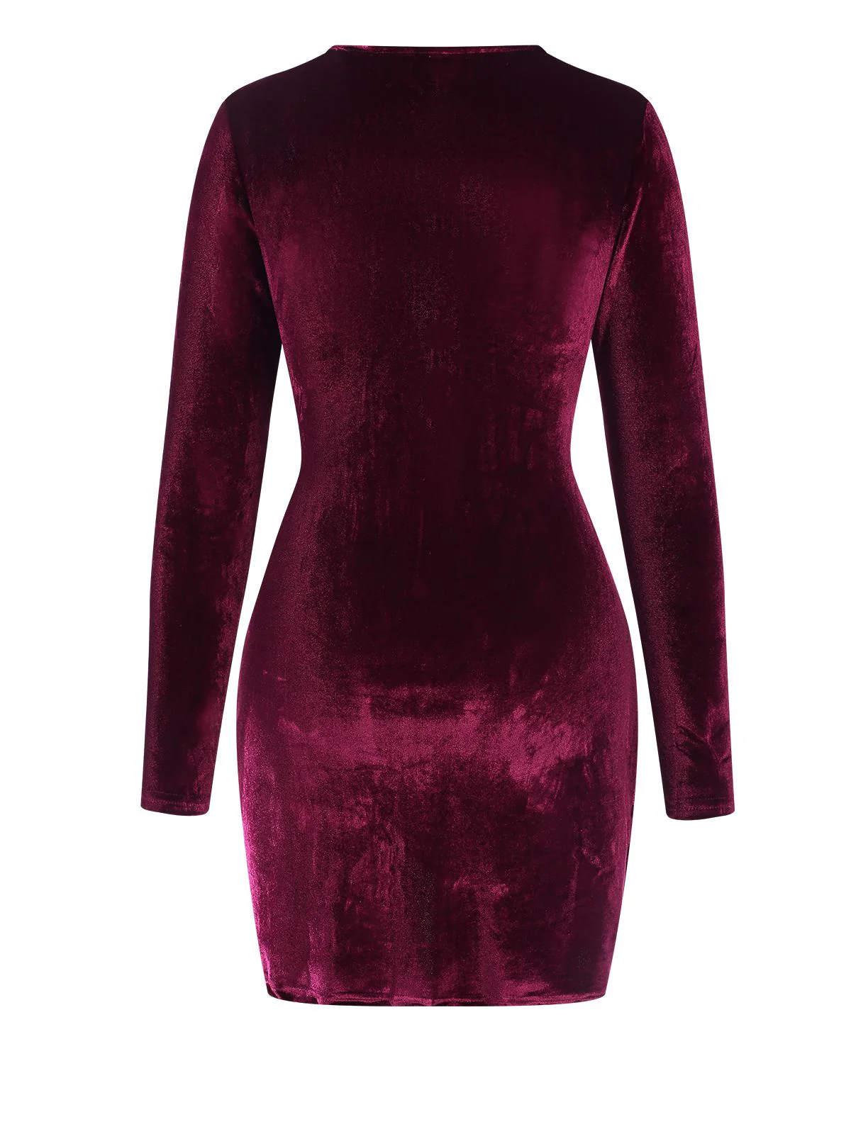 Wine Red 1960s Solid V-Neck Wrap Dress - Image 3
