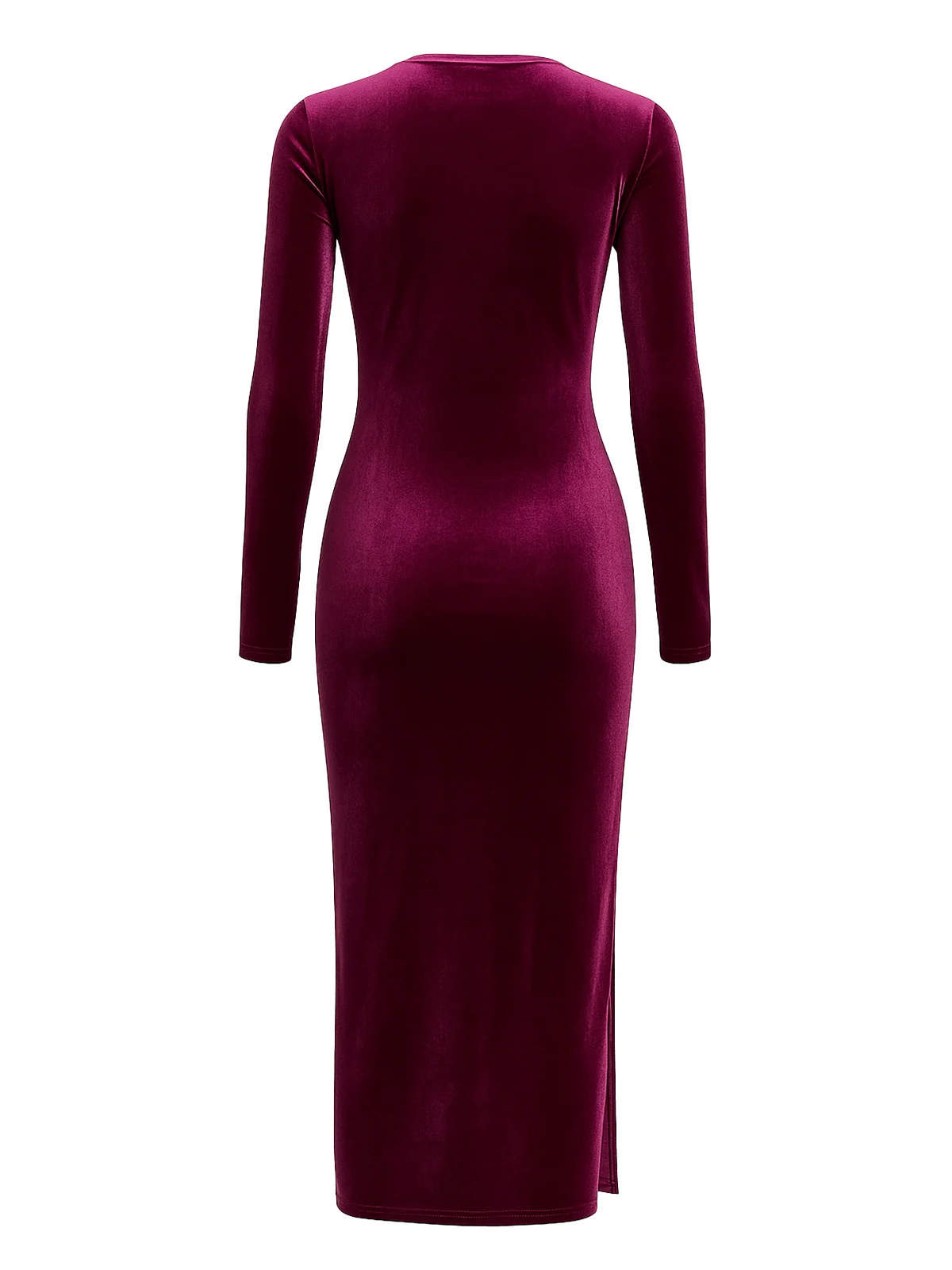 Wine Red 1960s Velvet Waist-Tie Bodycon Dress - Image 3