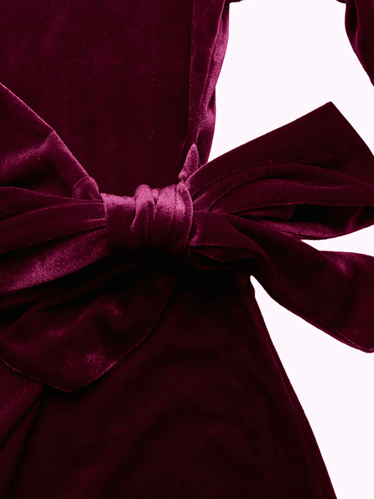 Wine Red 1960s Velvet Waist-Tie Bodycon Dress - Image 4