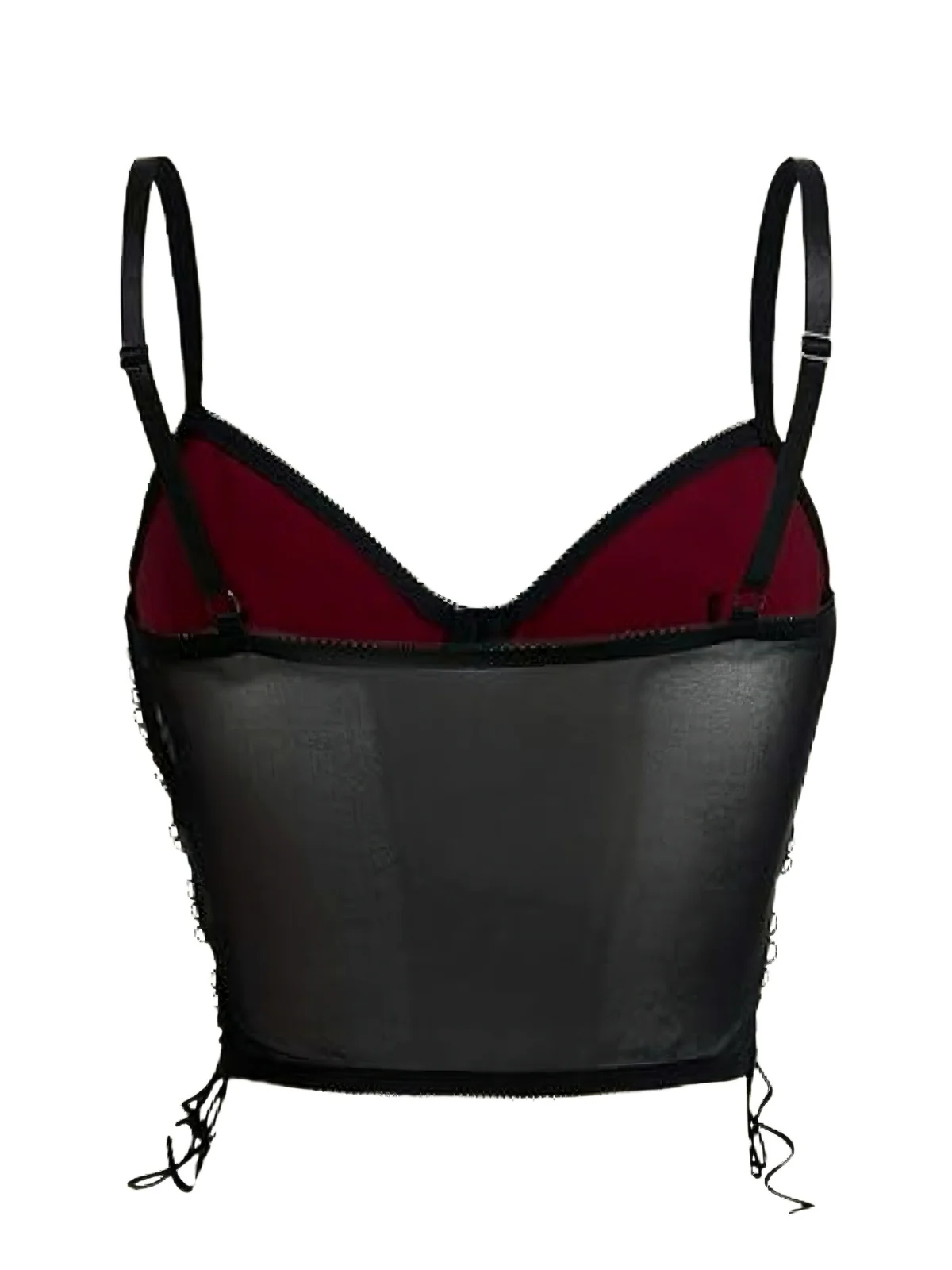 Wine Red 1970s Bat Spider Web Lace Camisole - Image 2