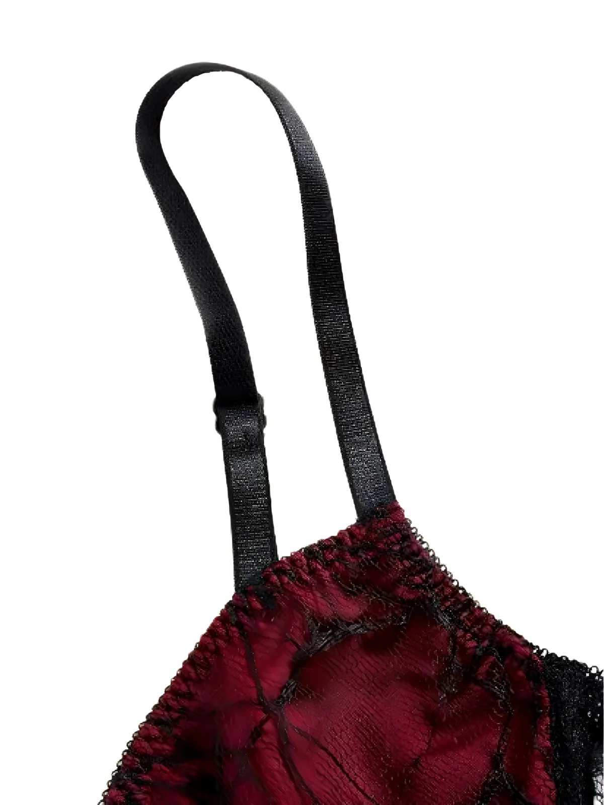 Wine Red 1970s Bat Spider Web Lace Camisole - Image 3