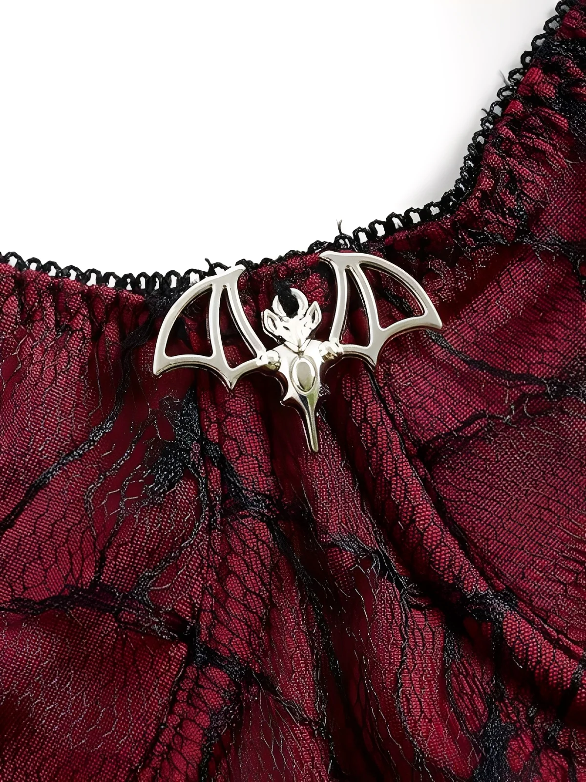 Wine Red 1970s Bat Spider Web Lace Camisole - Image 4