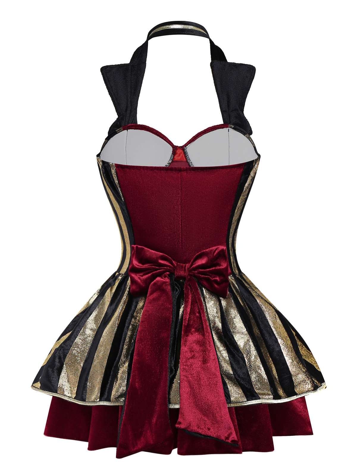 Wine Red 1970s Halloween Velvet Pirate Captain Dress - Image 3