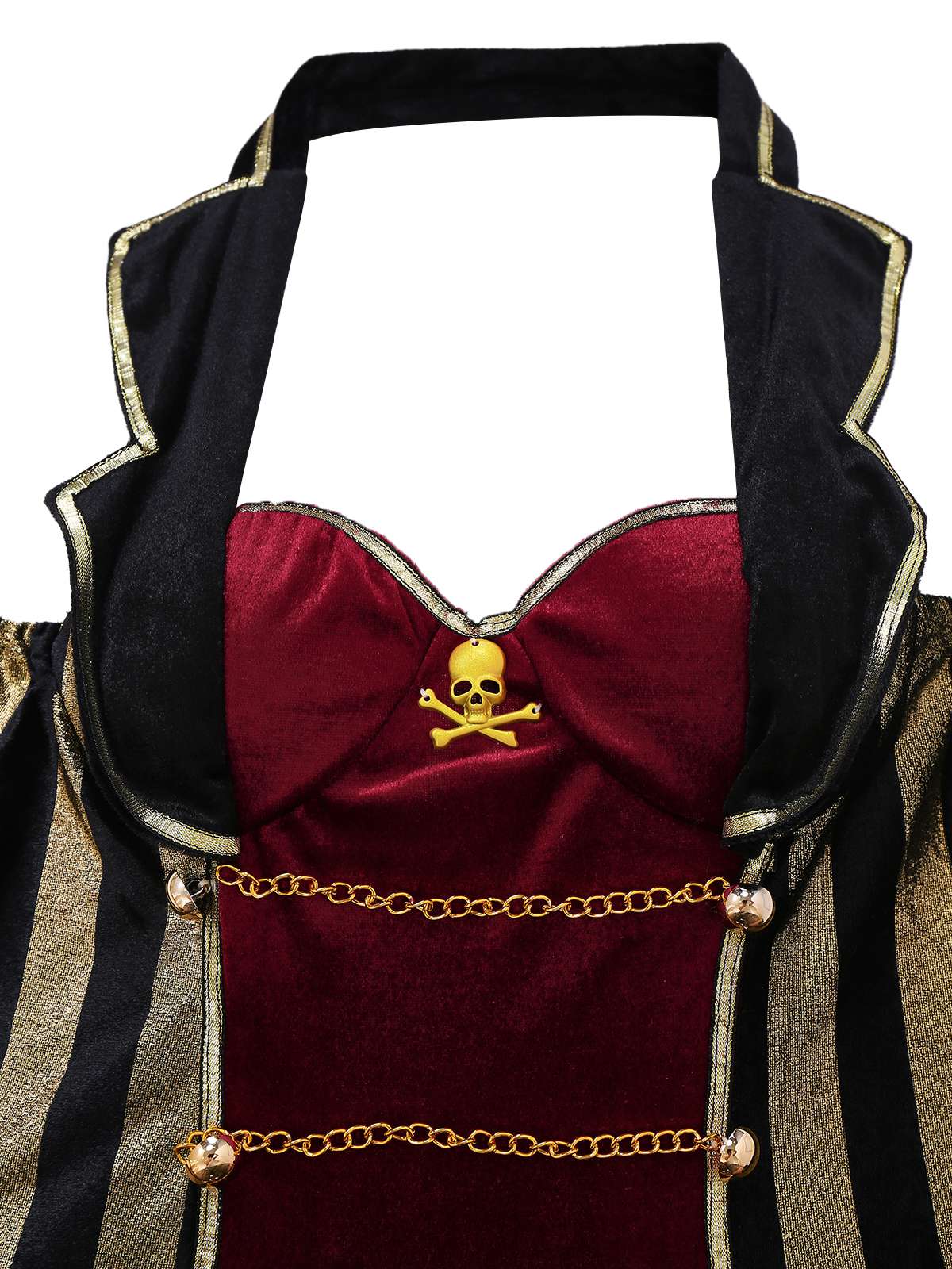 Wine Red 1970s Halloween Velvet Pirate Captain Dress - Image 4