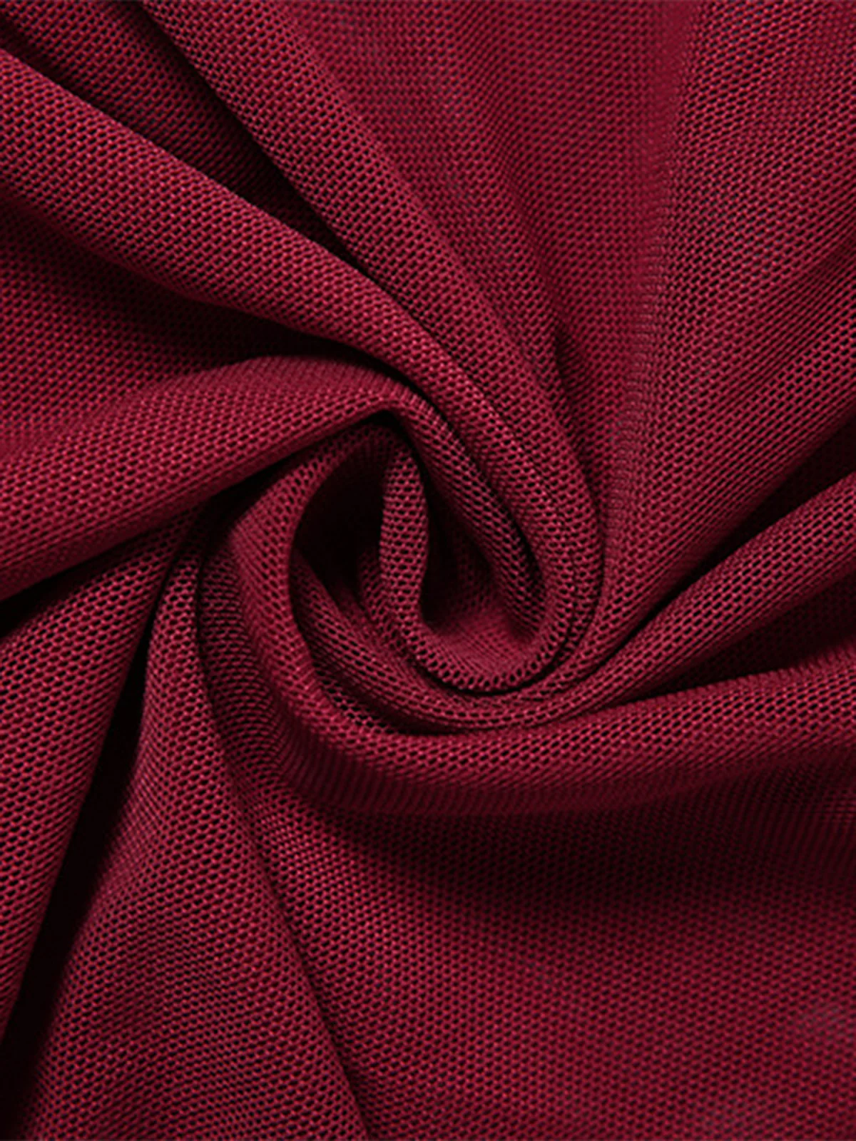 Wine Red 1970s Sheer Mesh Ruffle Maxi Dress - Image 7