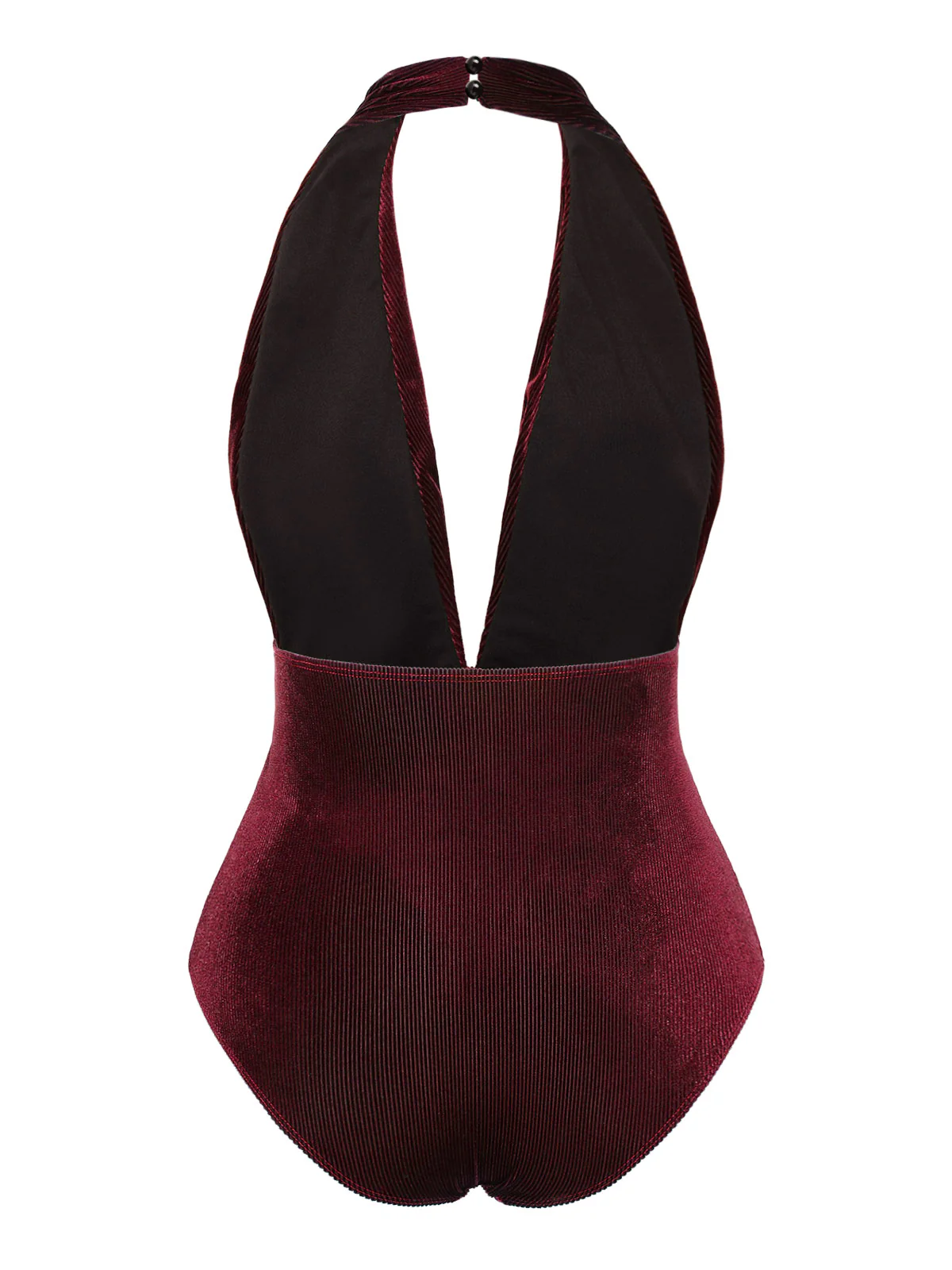 Dark Green 1970s Velvet Deep V-Neck Swimsuit - Image 10
