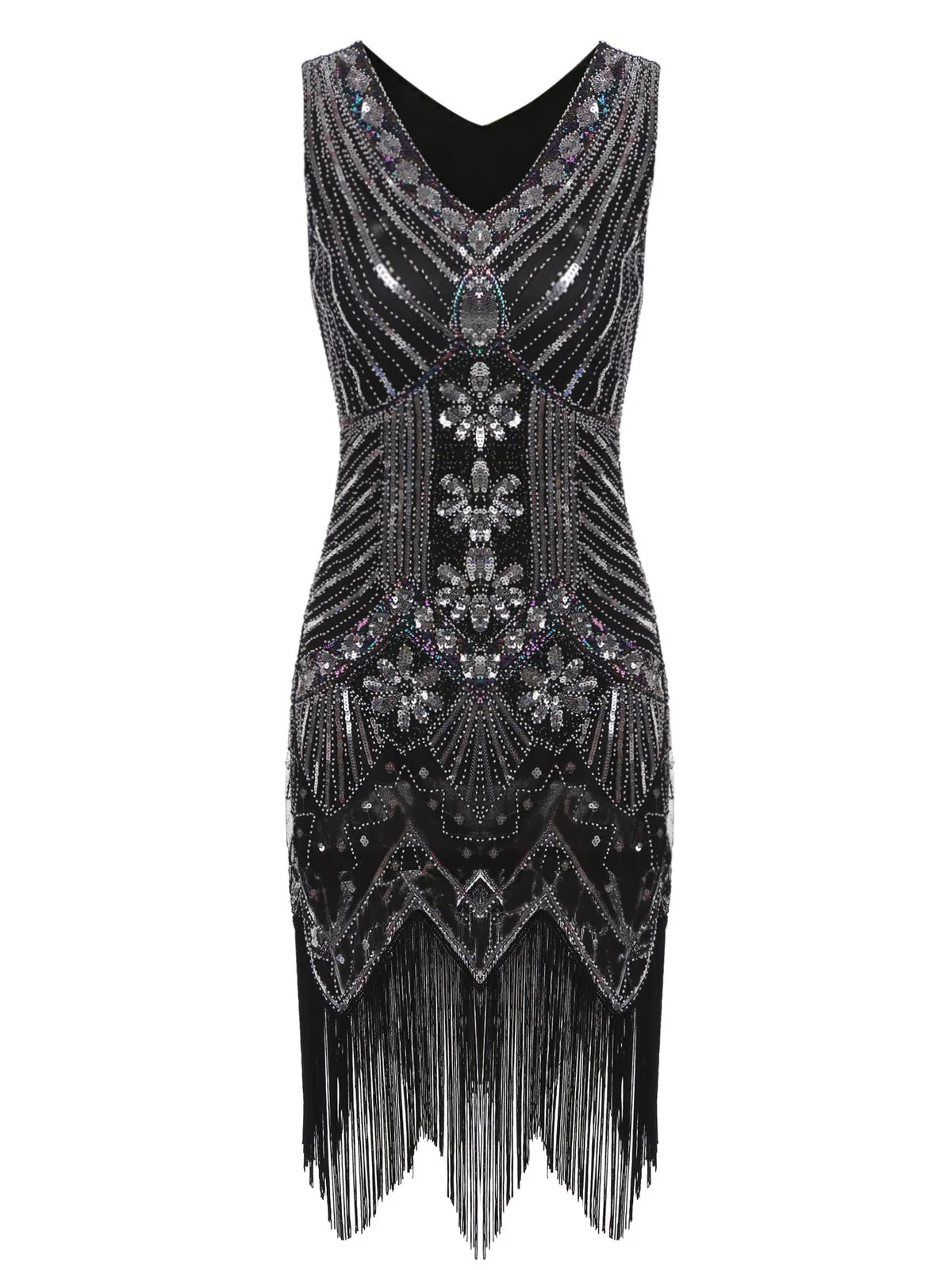 1920s Sequined Fringe Dress - Image 11
