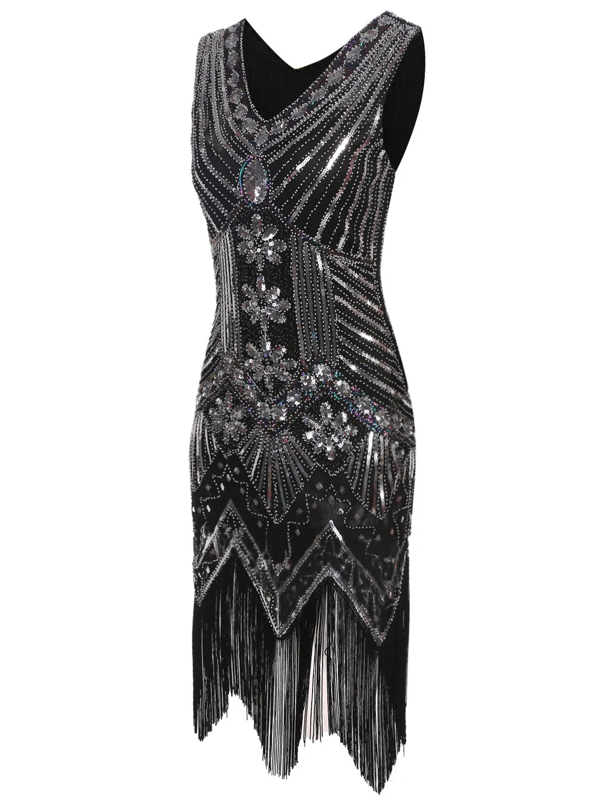 1920s Sequined Fringe Dress - Image 12