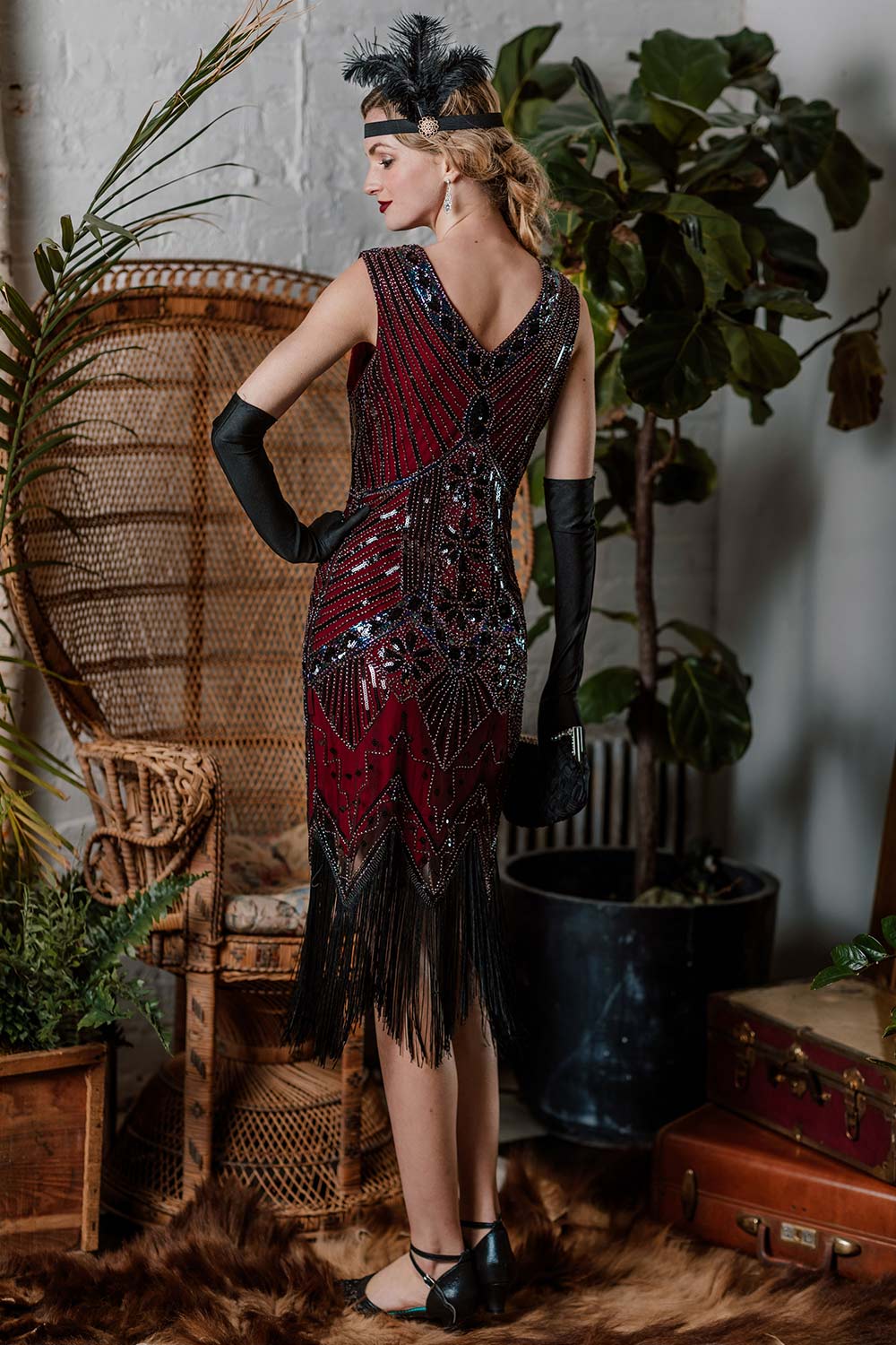 1920s Sequined Fringe Dress - Image 3