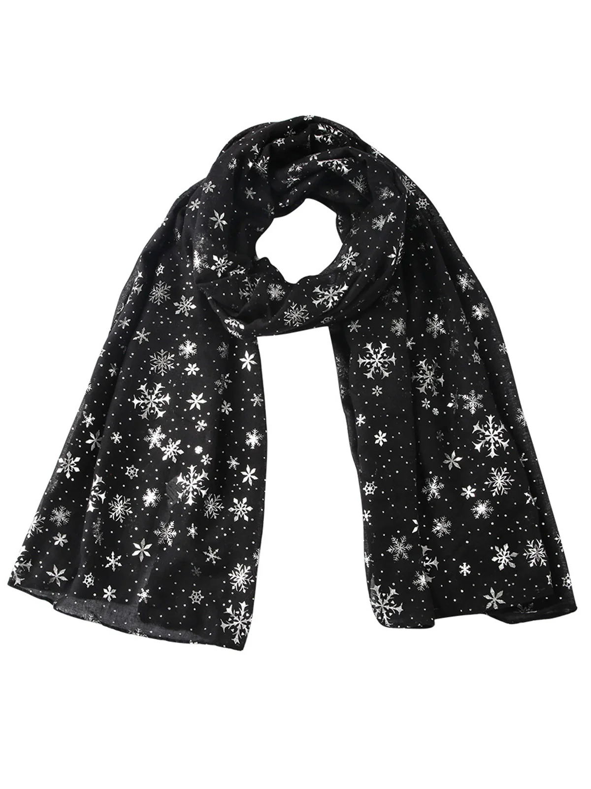 Winter Christmas Sheer Glitter Snowflakes Scarf - Image 3