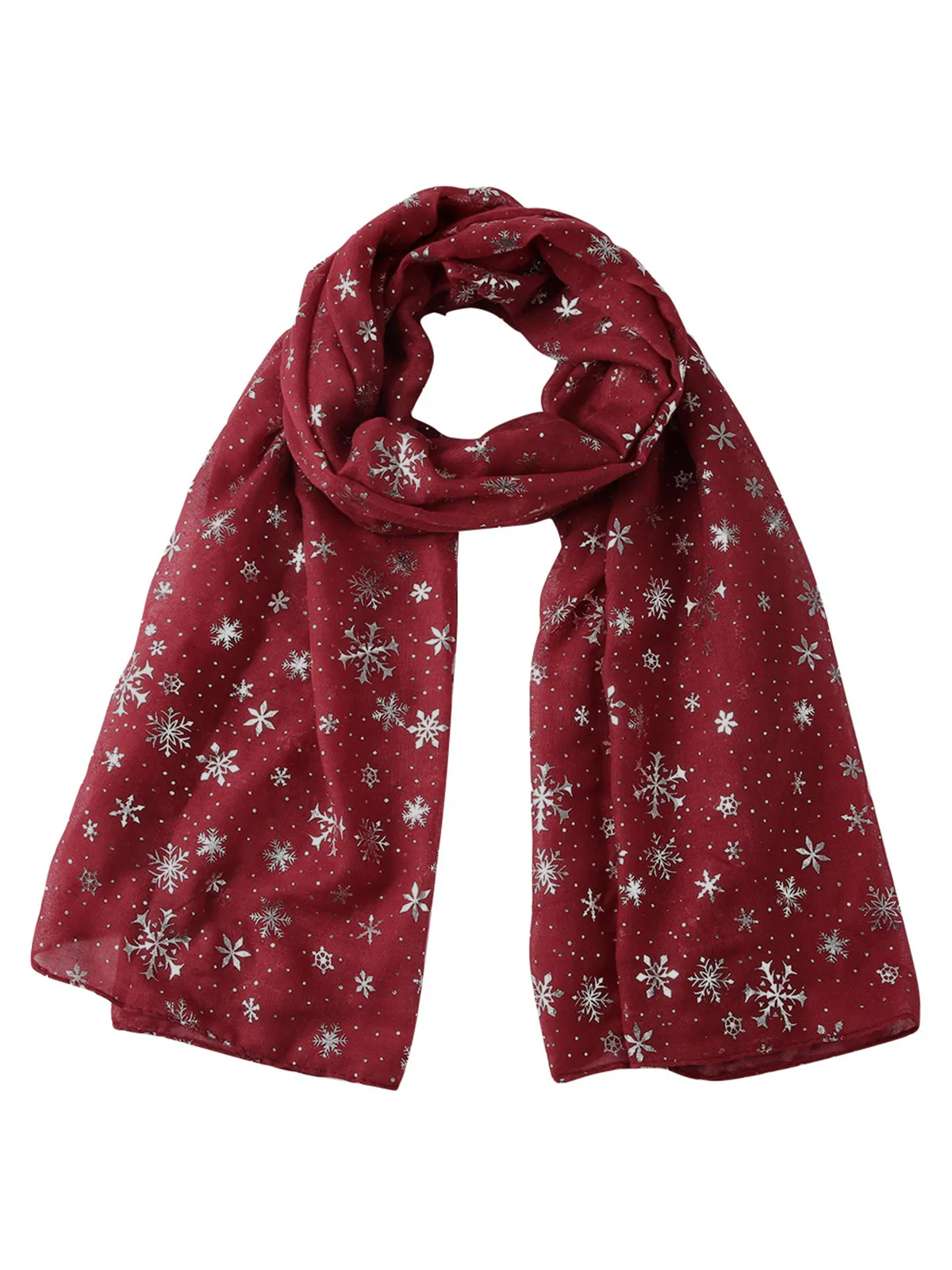 Winter Christmas Sheer Glitter Snowflakes Scarf - Image 4