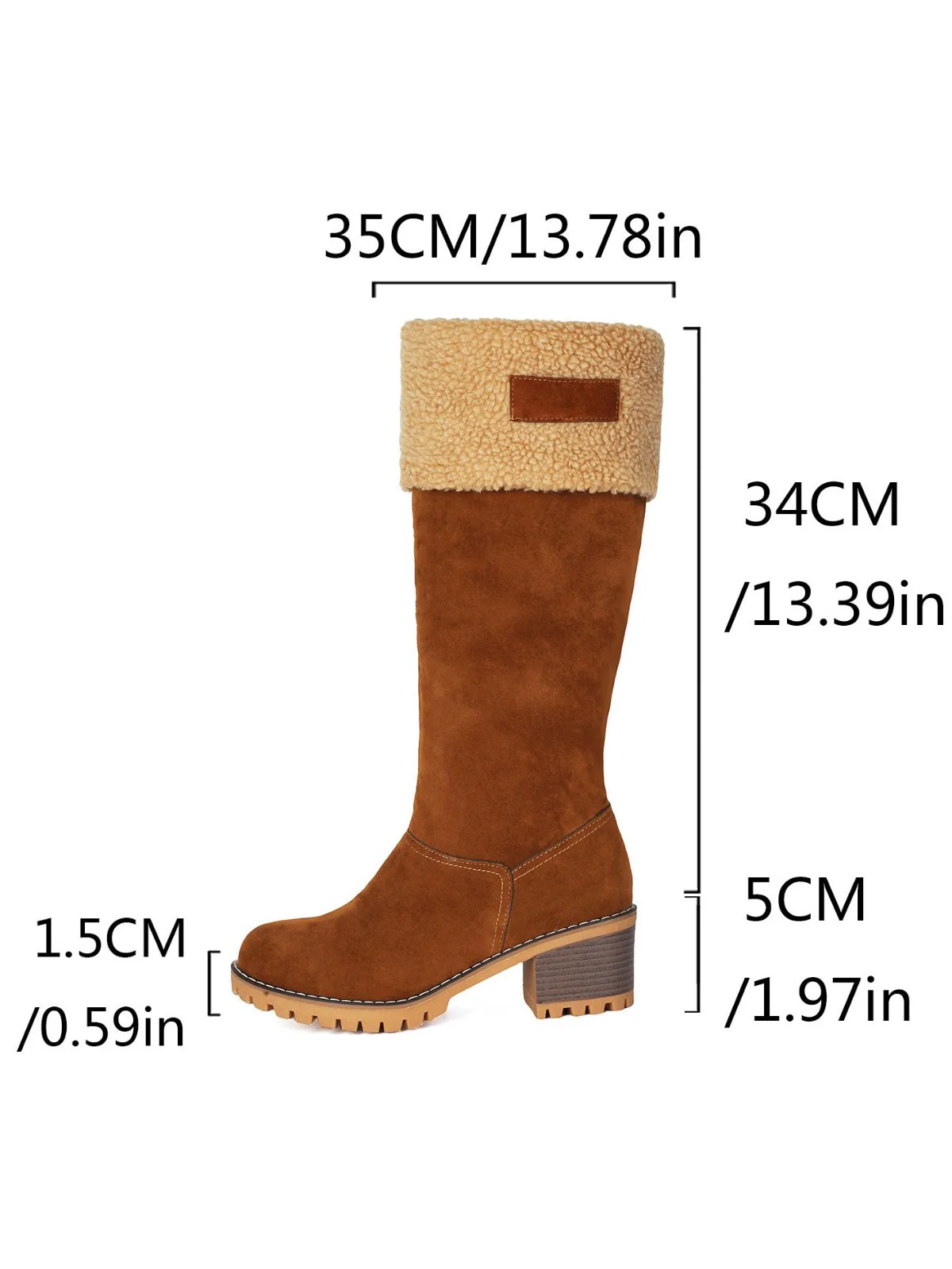 Winter Faux Suede Block Heel Snow Boots - Image 2