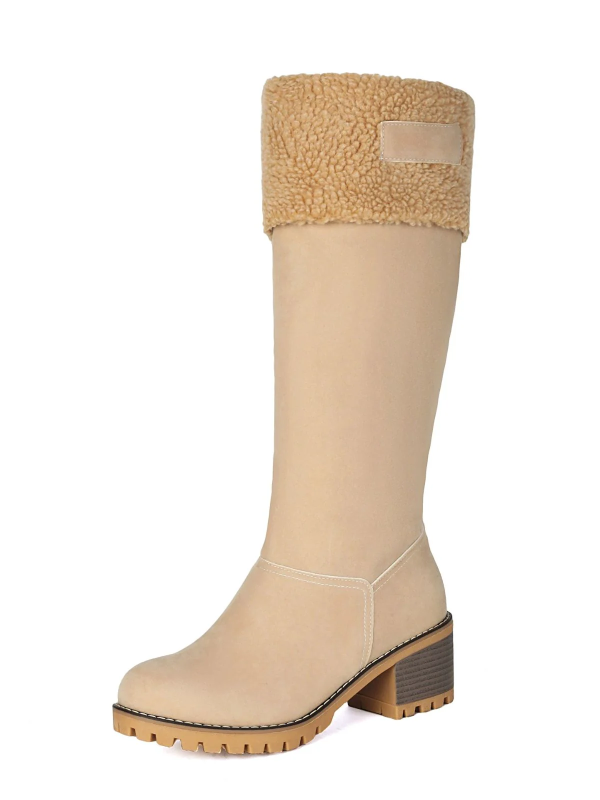 Winter Faux Suede Block Heel Snow Boots - Image 4