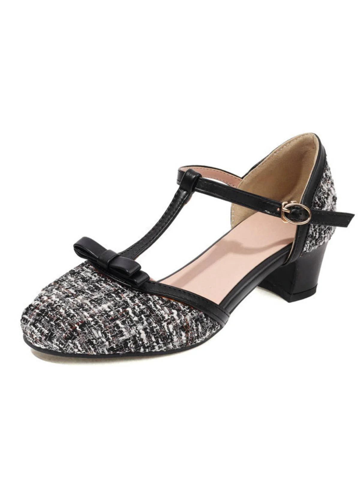 Woolen Buckle Heels Mary Jane Shoes - Image 5