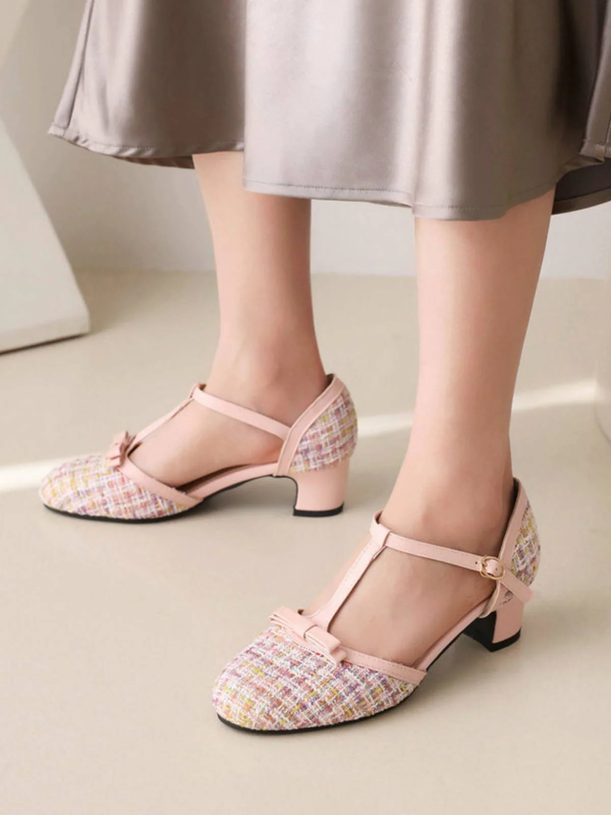Woolen Buckle Heels Mary Jane Shoes - Image 7