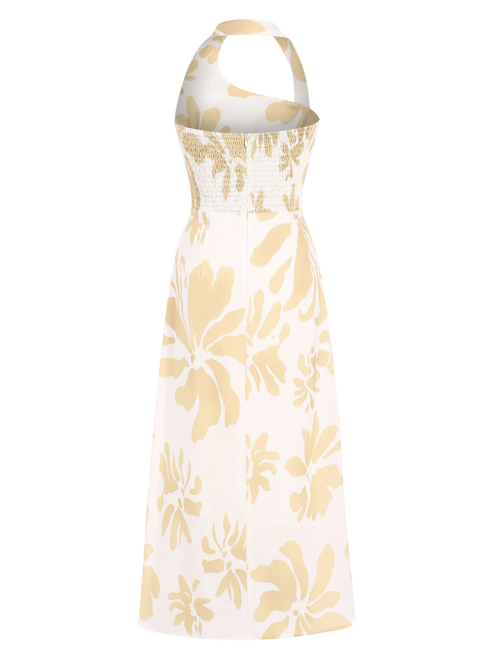 Yellow 1930s Asymmetric Neckline Floral Dress - Image 4