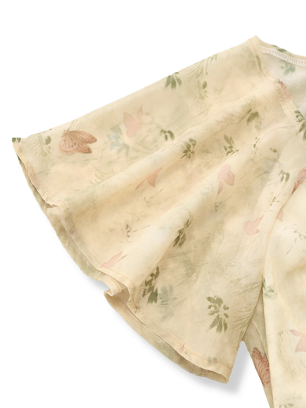 Yellow 1930s Butterfly Flutter Sleeve Chiffon Dress - Image 5