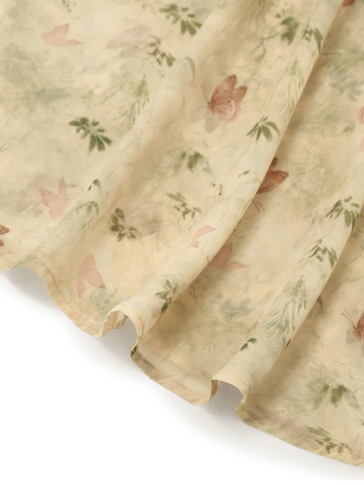 Yellow 1930s Butterfly Flutter Sleeve Chiffon Dress - Image 6