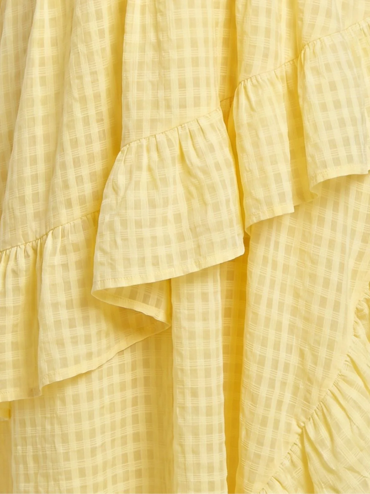 Yellow 1930s Gingham Spaghetti Strap Backless Ruffled Midi Dress - Image 5