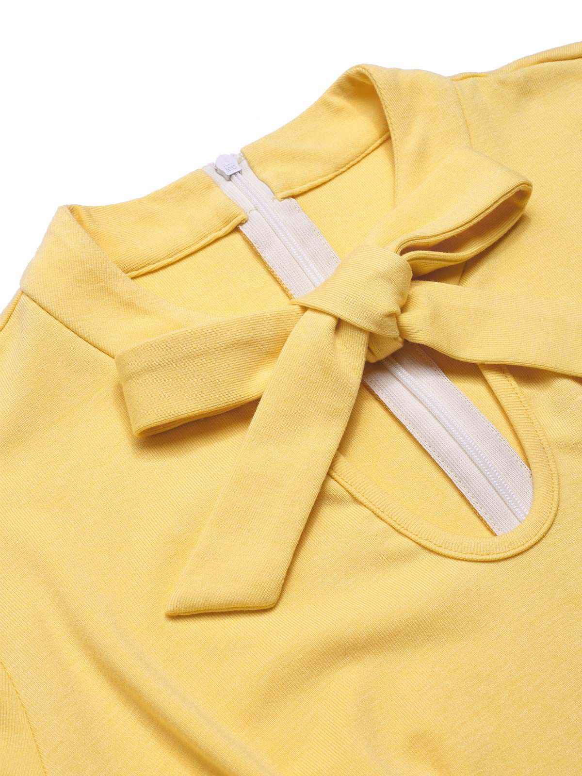 Yellow 1930s Plaid Keyhole Tie Neck Jumpsuit - Image 6