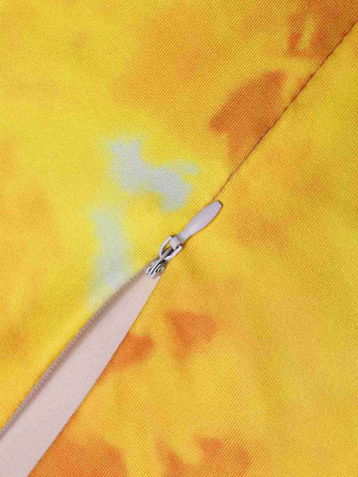 Yellow 1930s Puff Sleeves Square Neck Dress - Image 7