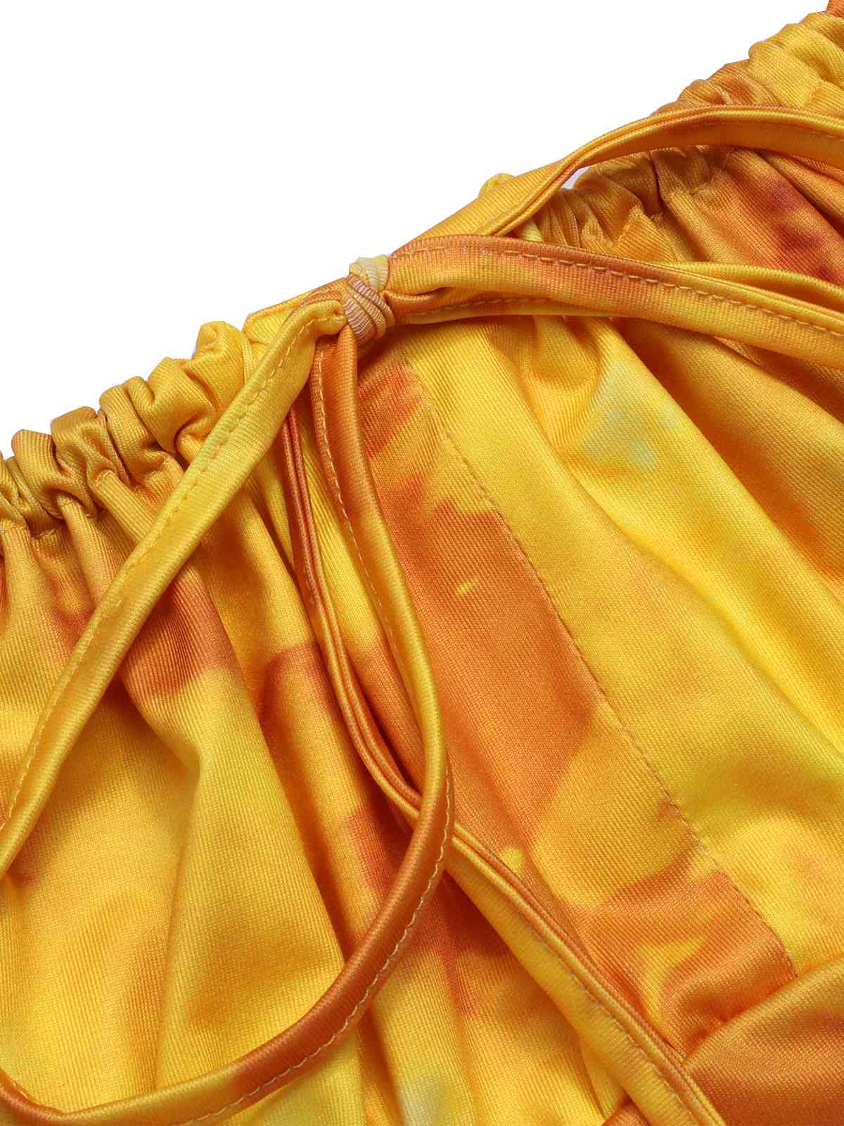 Yellow 1930s Puff Sleeves Square Neck Dress - Image 8