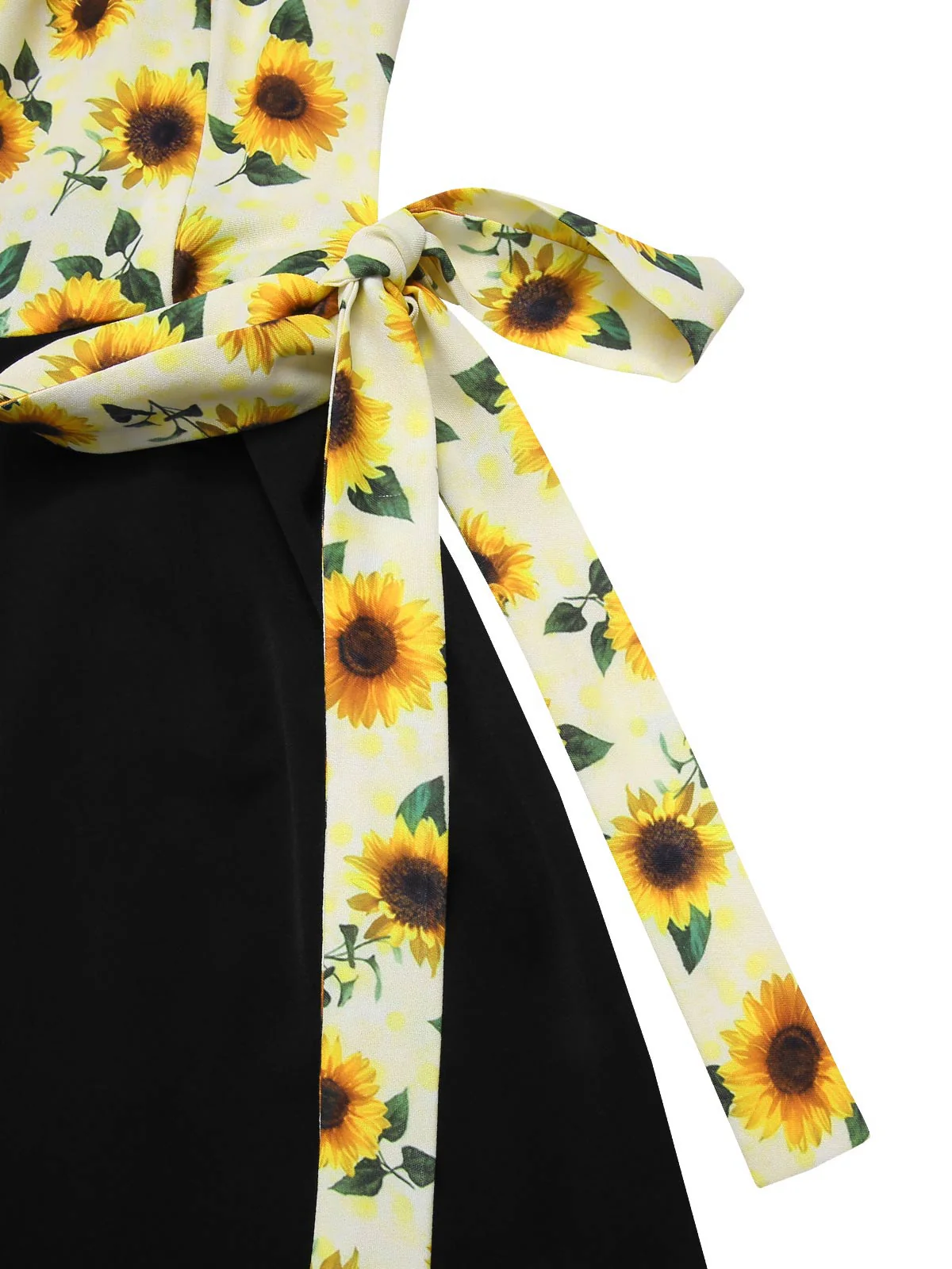 Yellow 1930s Sunflower Oblique Neck Jumpsuit - Image 8