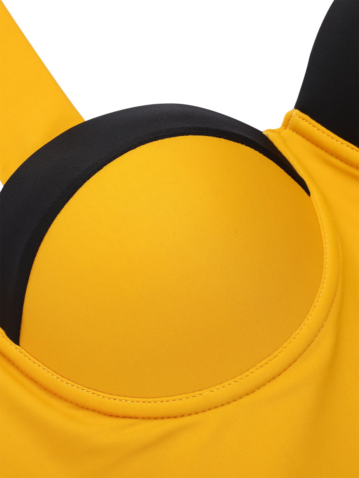 Yellow 1940s Contrast Halter Patchwork Swimsuit - Image 4