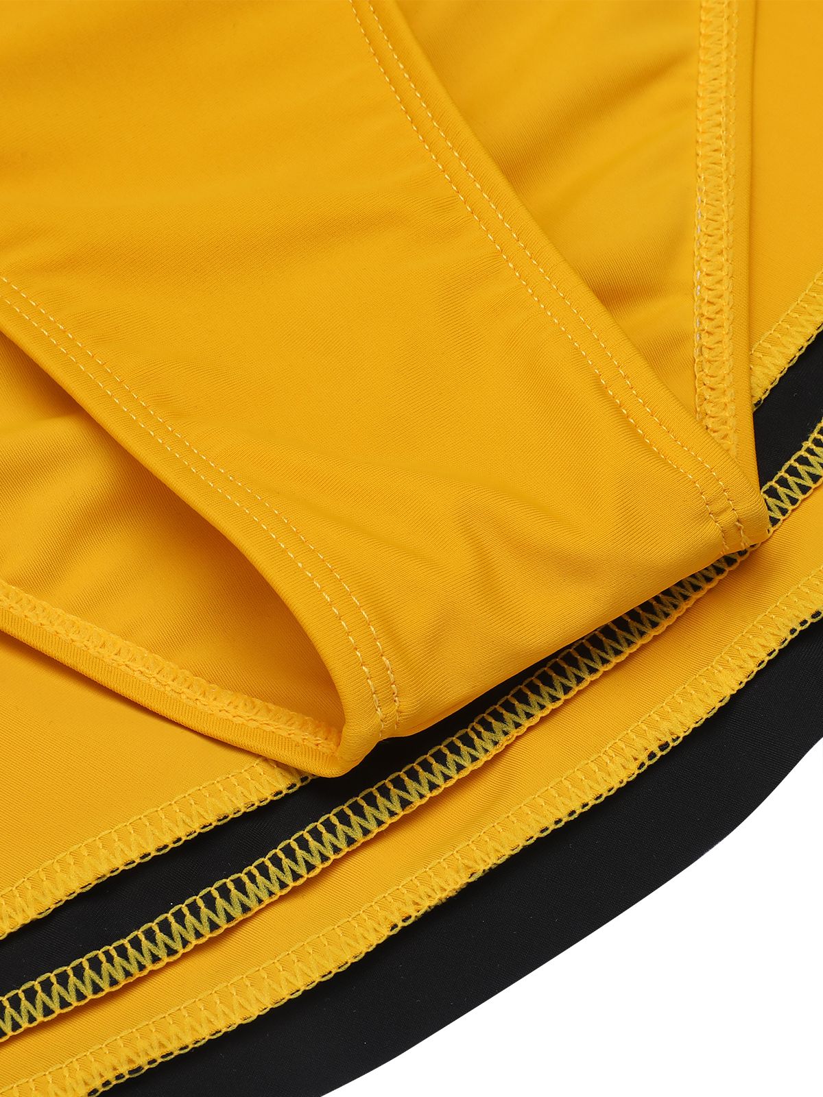 Yellow 1940s Contrast Halter Patchwork Swimsuit - Image 6