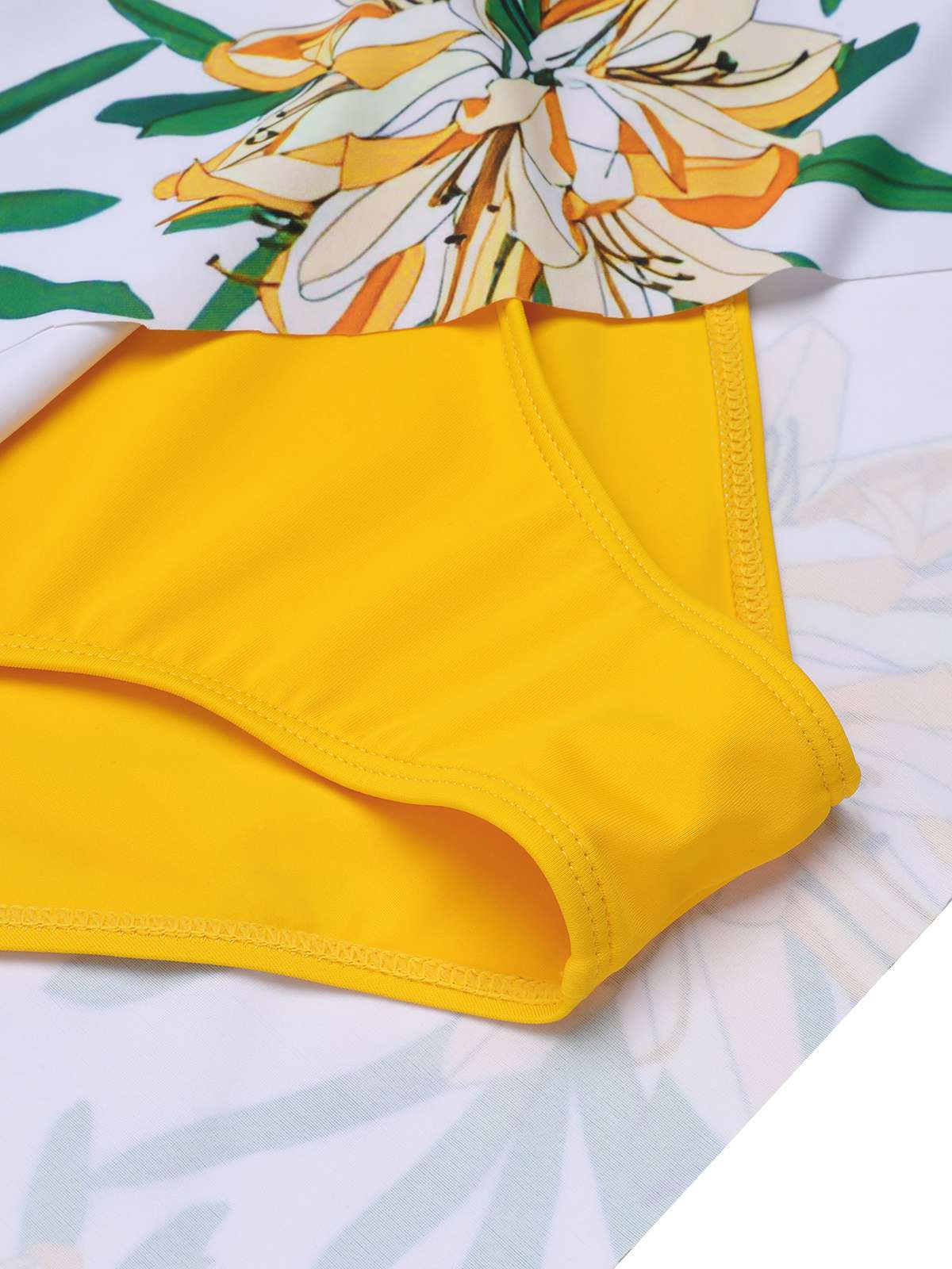 Yellow 1940s Floral Patchwork One-Piece Swimsuit - Image 6