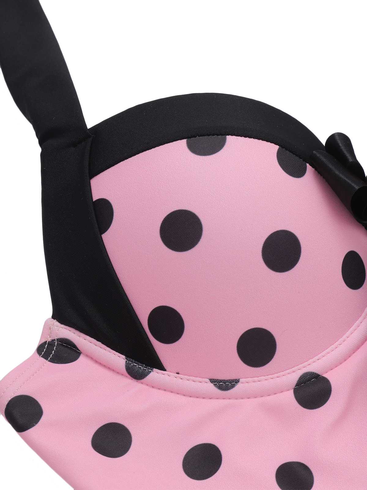 Brown 1940s Halter Polka Dots Bow Swimsuit - Image 9