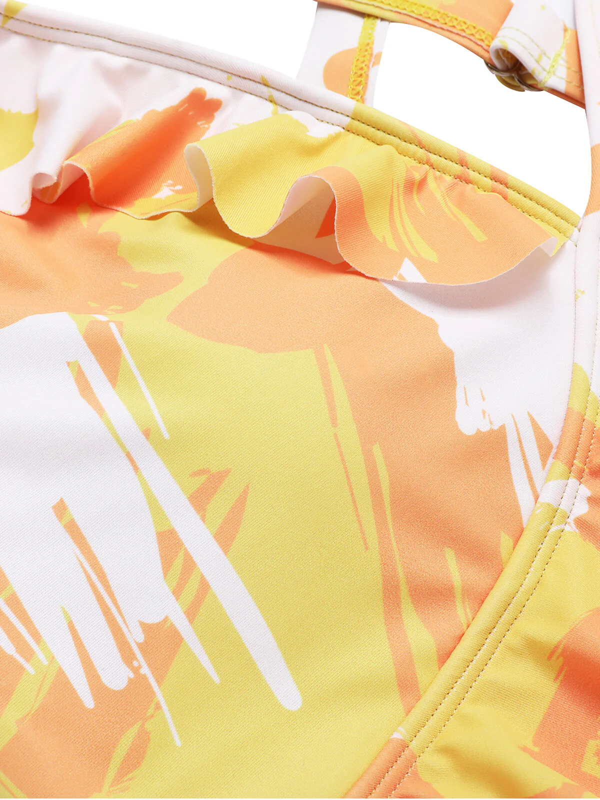 Yellow 1940s Painting Plants Lace-Up Swimsuit - Image 6