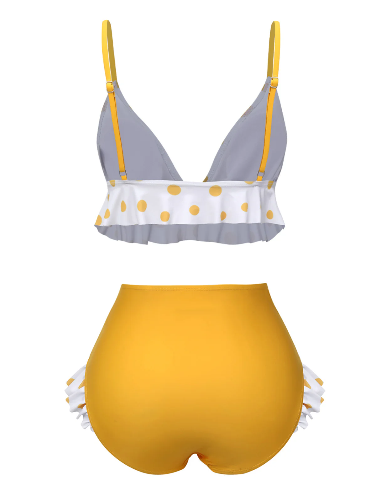 Yellow 1940s Polka Dot Ruffle Swimsuit - Image 4