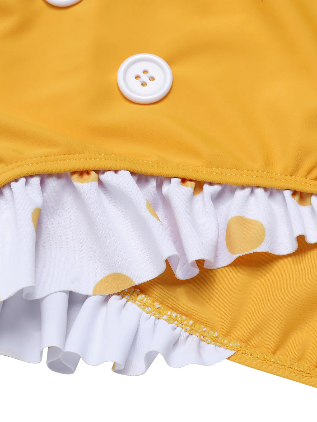Yellow 1940s Polka Dot Ruffle Swimsuit - Image 6