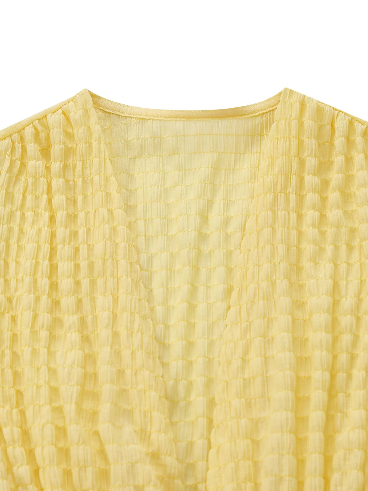 Yellow 1940s Puff Sleeve Button-Down Midi Dress - Image 5