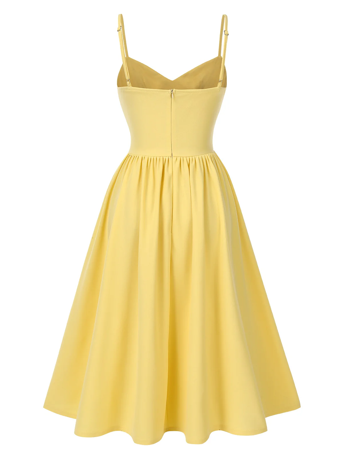 Yellow 1940s Solid Corset Spaghetti Straps Dress - Image 2