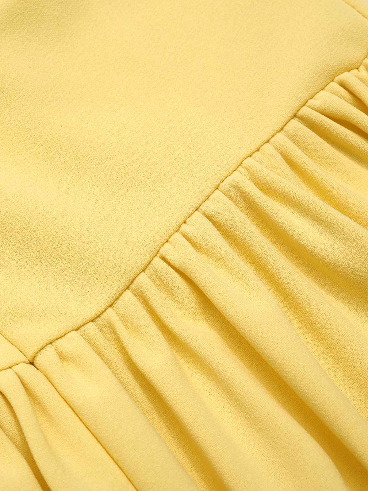 Yellow 1940s Solid Corset Spaghetti Straps Dress - Image 3