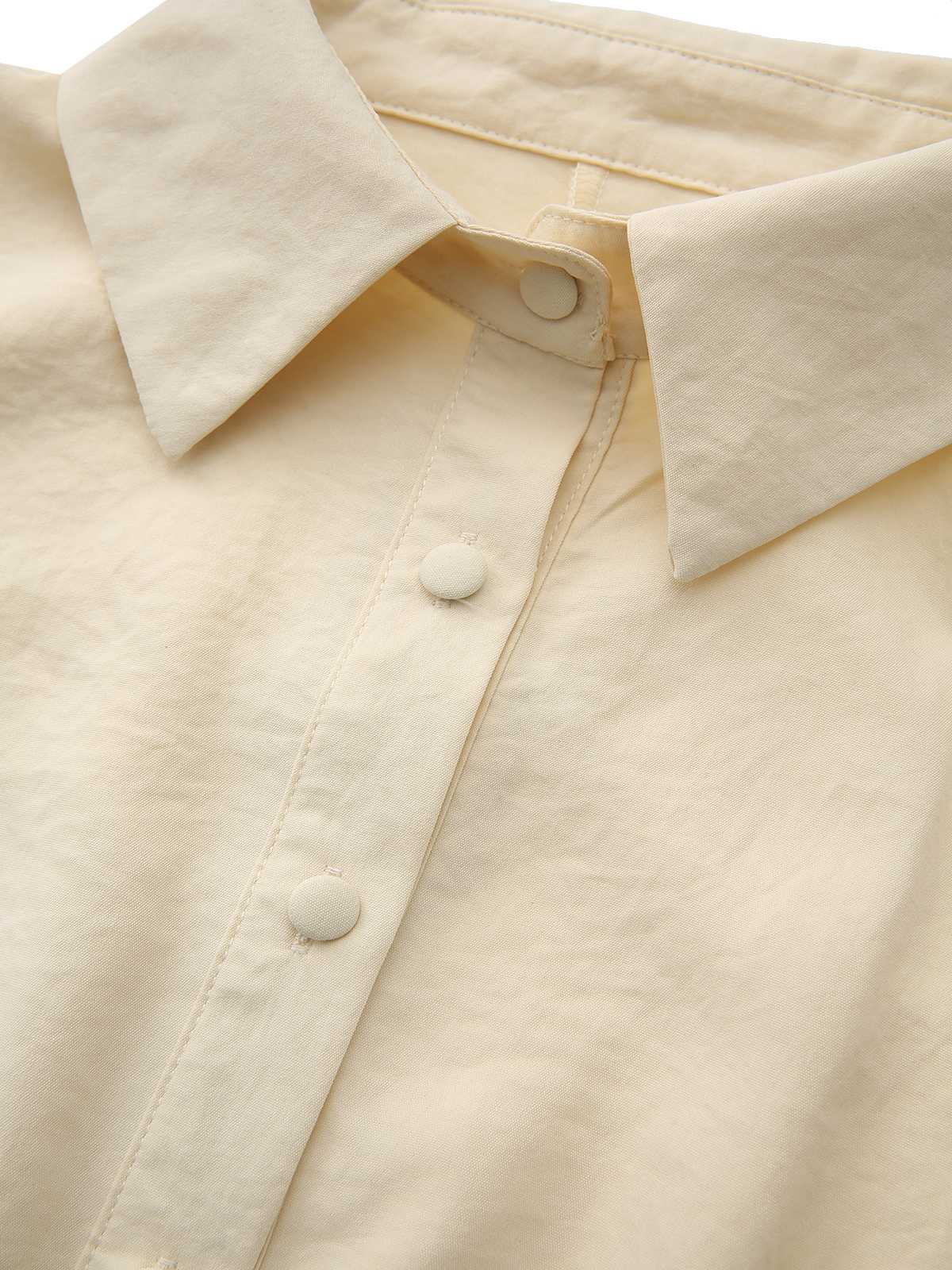 Yellow 1940s Waist-Tie Button Shirt Collar Dress - Image 5