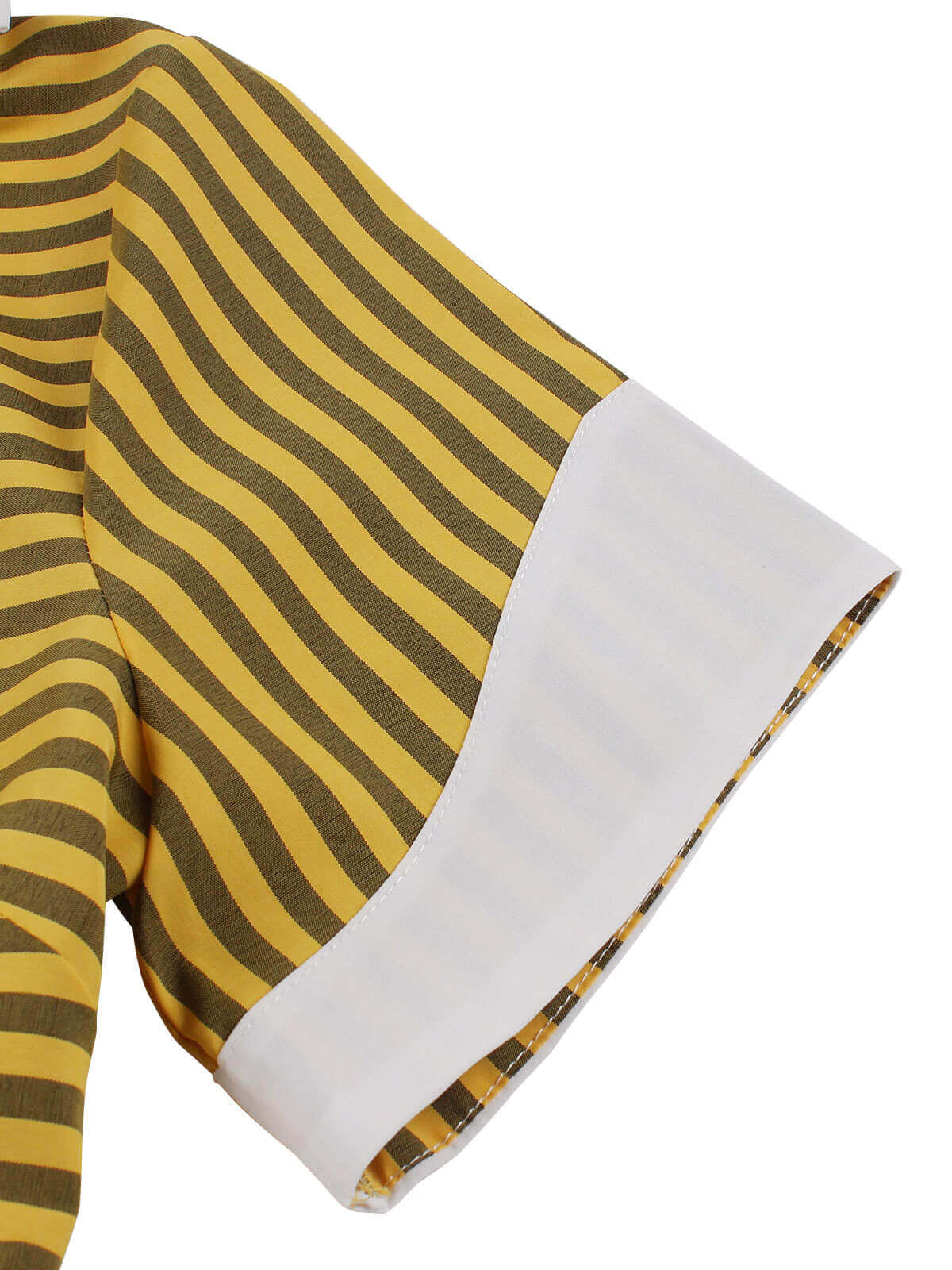 Yellow 1950s Bow Striped Swing Dress - Image 4