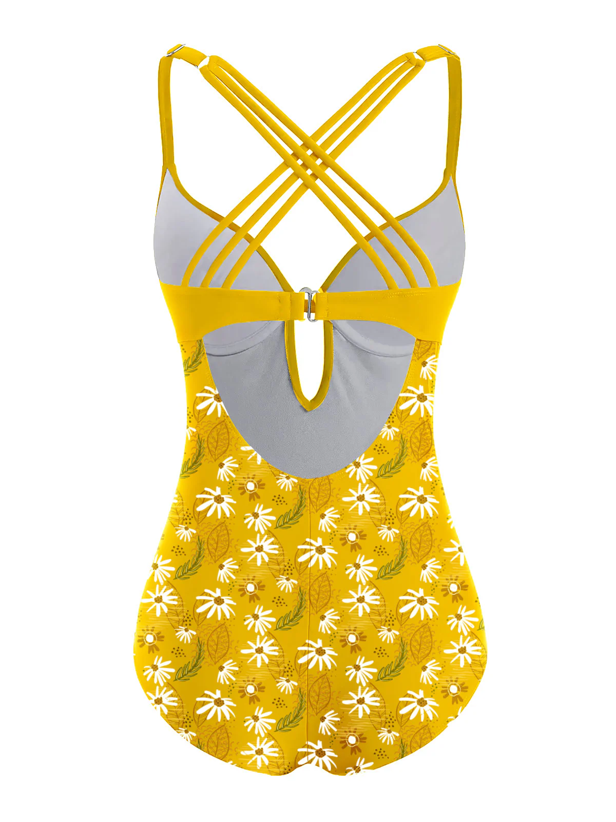 Yellow 1950s Daisy Patchwork Swimsuit - Image 2