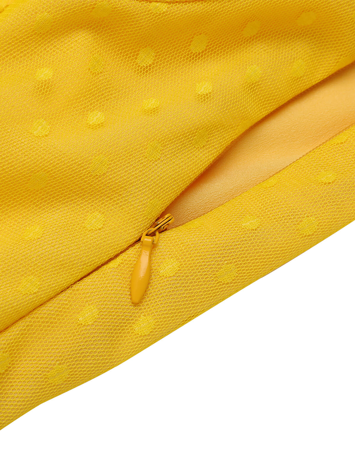 [US Warehouse] Yellow 1950s Dots Off-Shoulder Mesh Swing Dress - Image 6