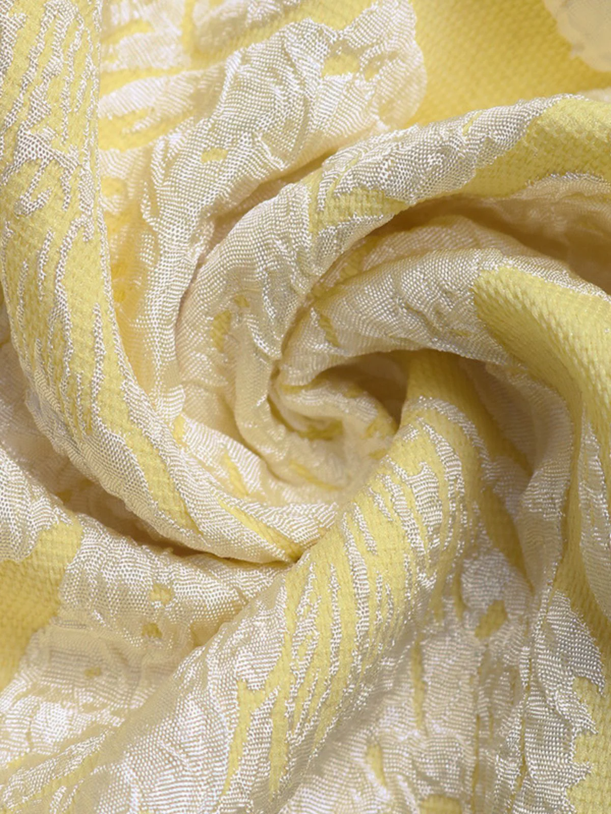 Yellow 1950s Floral Jacquard Textured Spaghetti Strap Midi Dress - Image 6