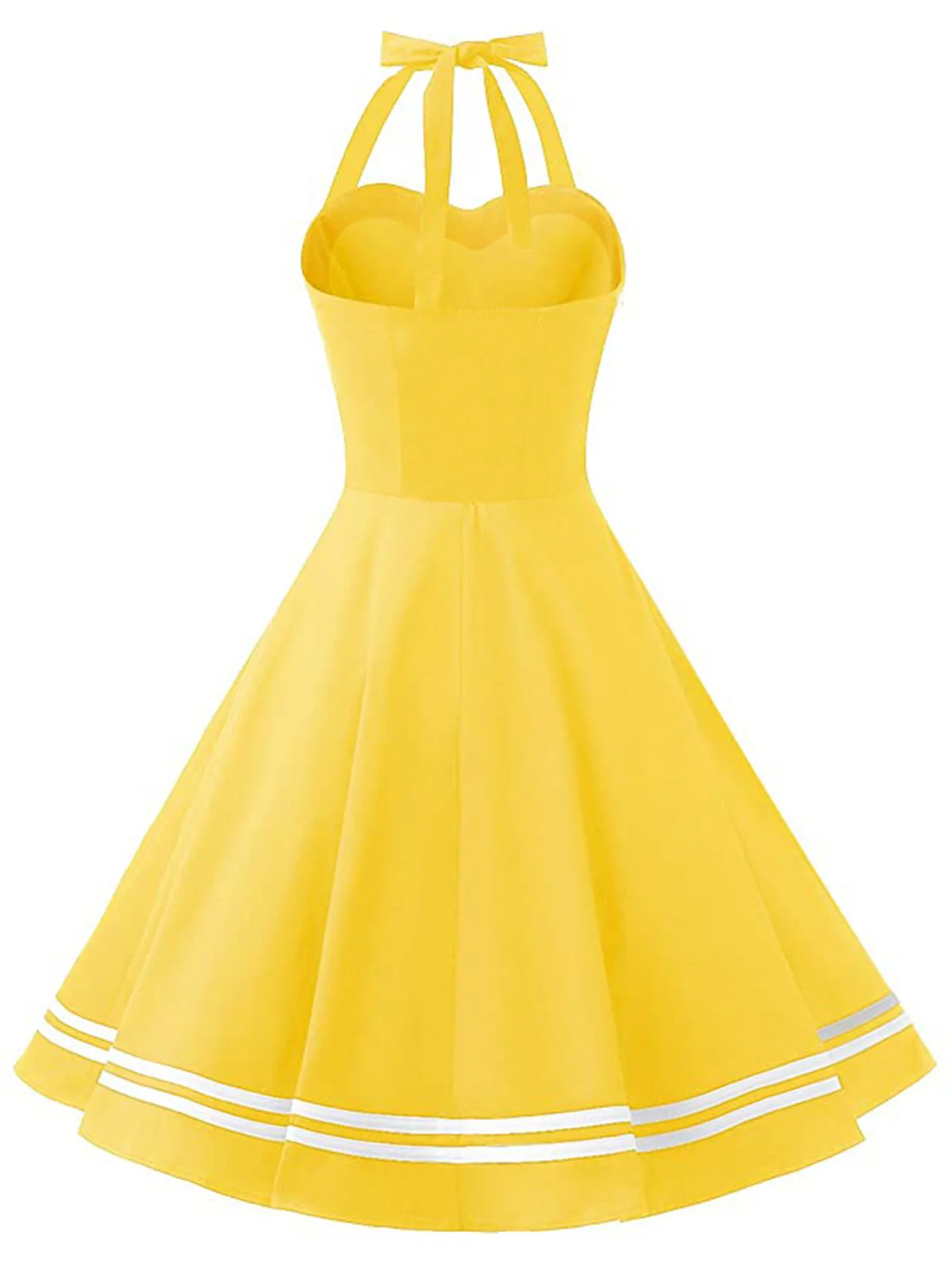 Yellow 1950s Halter Swing Dress - Image 6